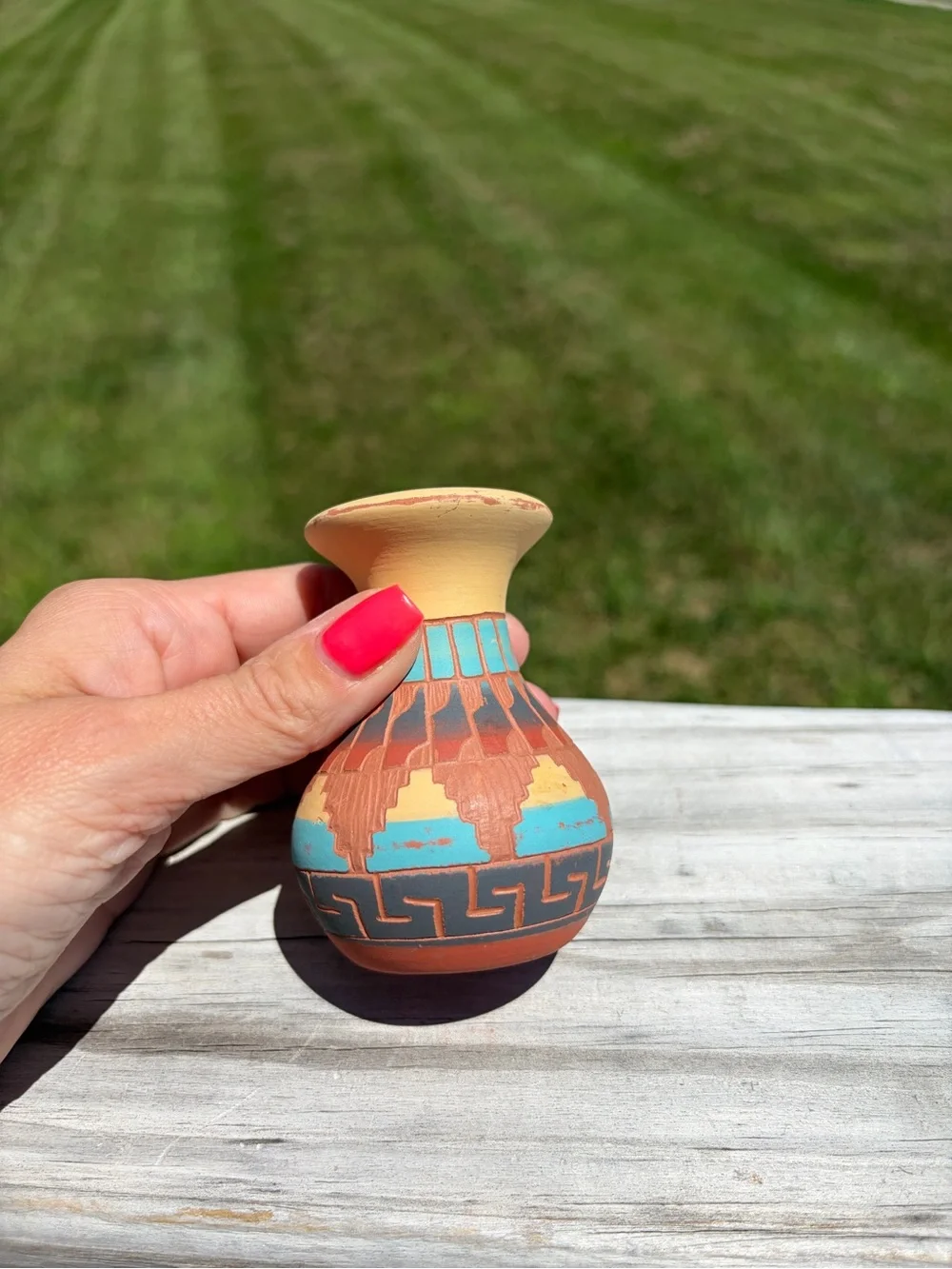 Navajo Hand Etched Pottery Vase Signed & Numbered Vintage Southwestern 3